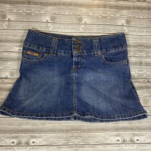 LEI Blue Denim Skirt with Stitch Accents